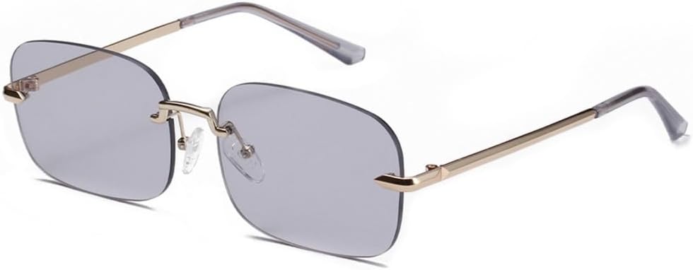 

2027 Квадратные женские солнцезащитные очки без оправы, зеленые, светло-золотые, ретро, ​​прямоугольные мужские солнцезащитные очки с защитой от УФ-излучения UV400 MTZJH, A