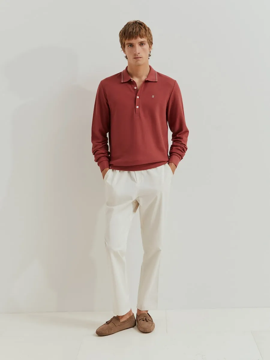 

Мужское поло с длинными рукавами и обычным кроем Lion of Porches, бордовый