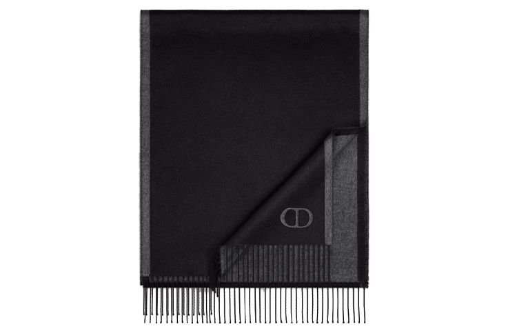 

DIOR Вязаный шарф мужской черно-серый