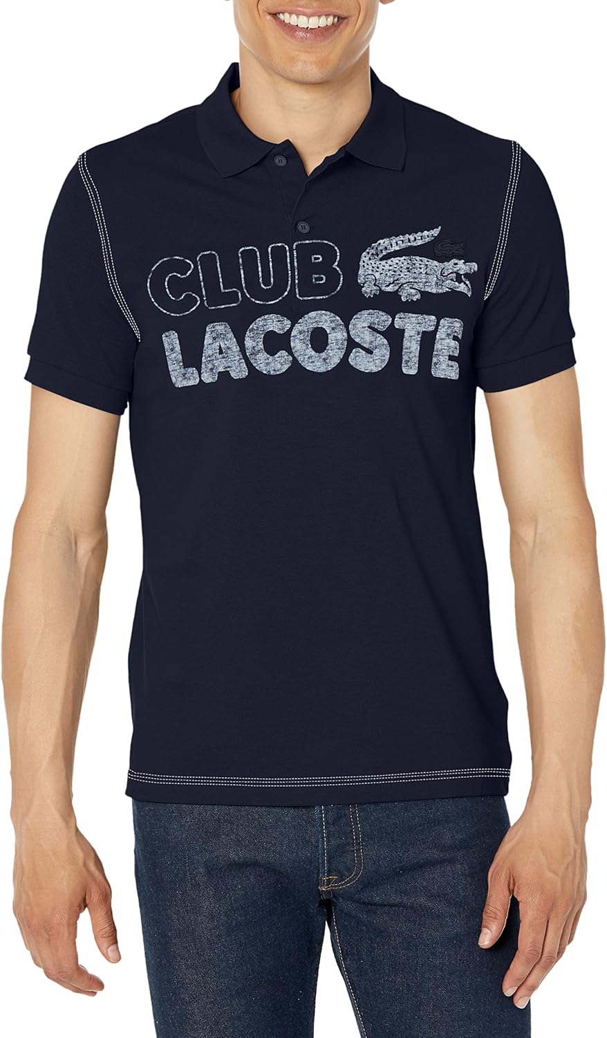 

Lacoste мужская футболка поло с коротким рукавом и принтом, regular fit, petit pique, Navy Blue, Синий, Lacoste мужская футболка поло с коротким рукавом и принтом, regular fit, petit pique, Navy Blue