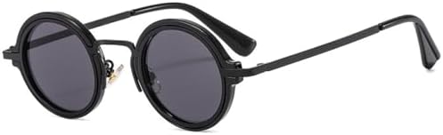 

Модные солнцезащитные очки 2027 года, маленькие круглые, в стиле панк, ретро, ​​прозрачные, с градиентным переходом, защита от УФ-излучения UV400, для женщин MTZJH, Black Grey