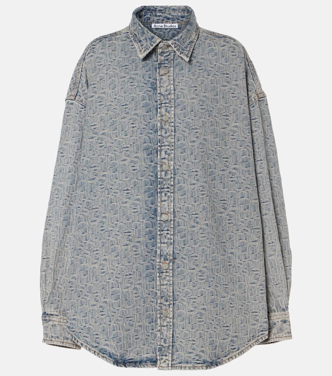 

Джинсовая рубашка с монограммой Setar Acne Studios, цвет blue/beige