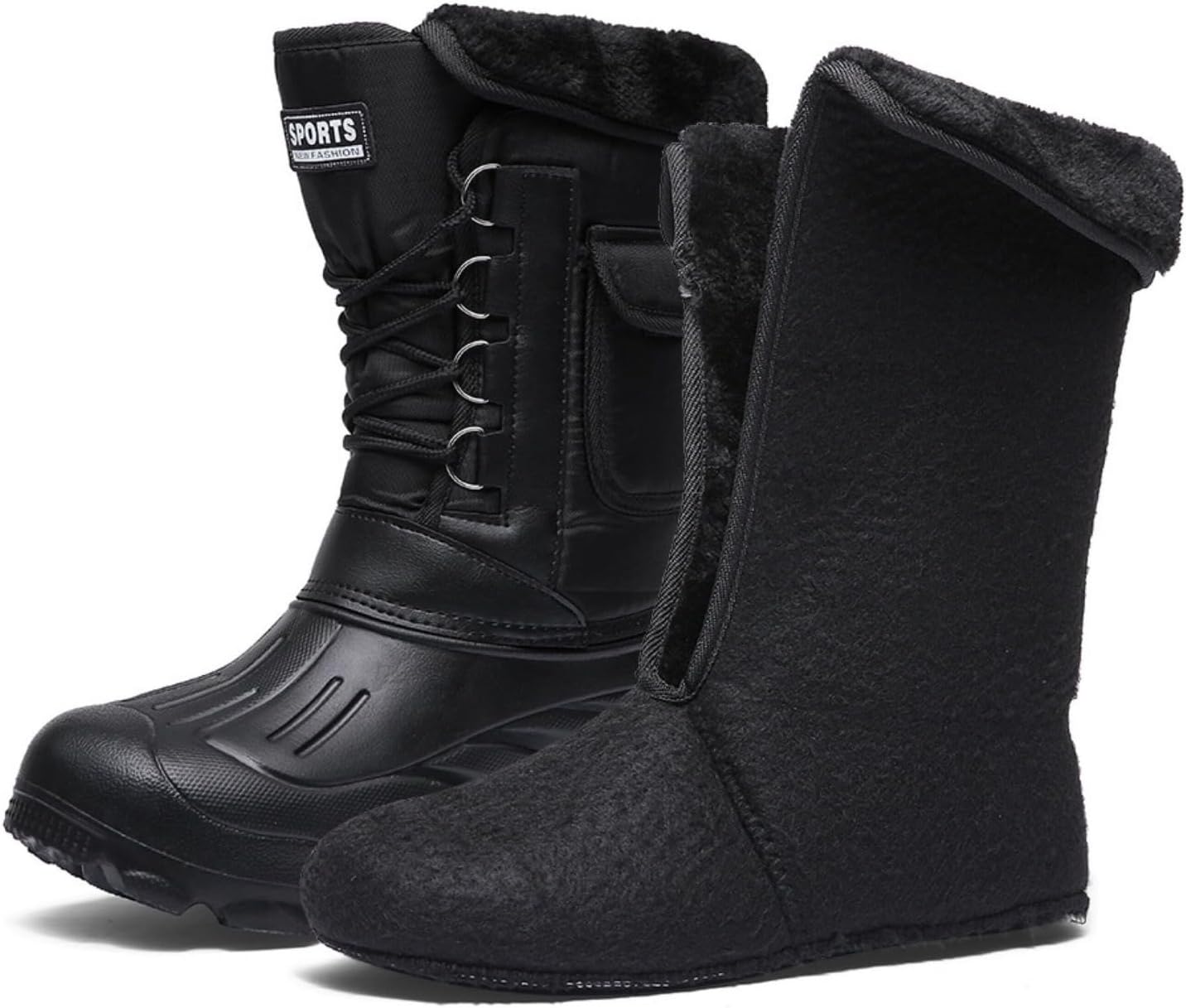 

Мужские зимние снегоступы Azttoztto, водонепроницаемые высокие ботинки до середины голени, для активного отдыха на улице, износостойкие, противоскользящие и теплые, черный