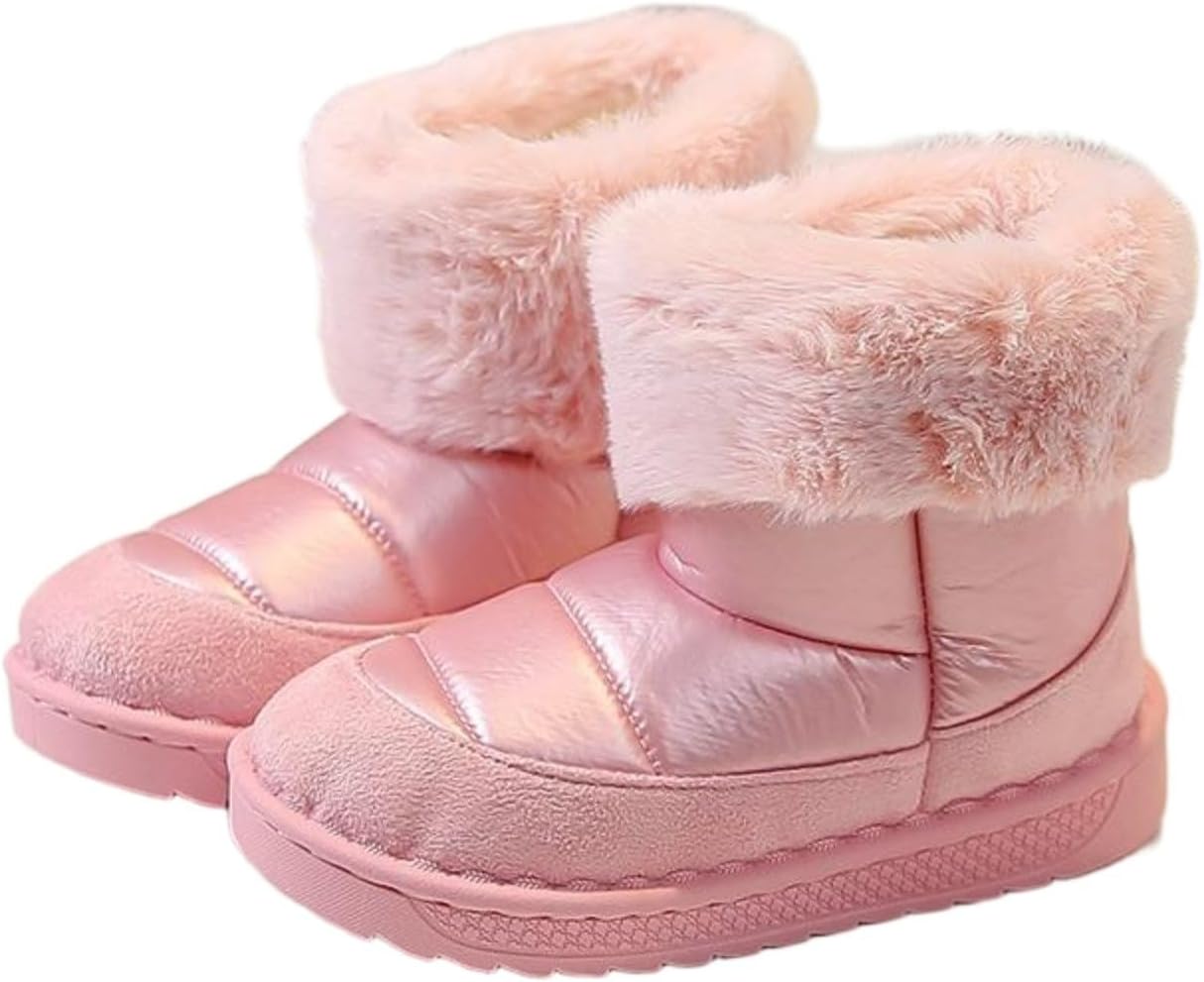 

Детские милые зимние ботинки для девочек с пушистой подкладкой, теплые толстые короткие ботильоны для активного отдыха на улице Generic, Pink