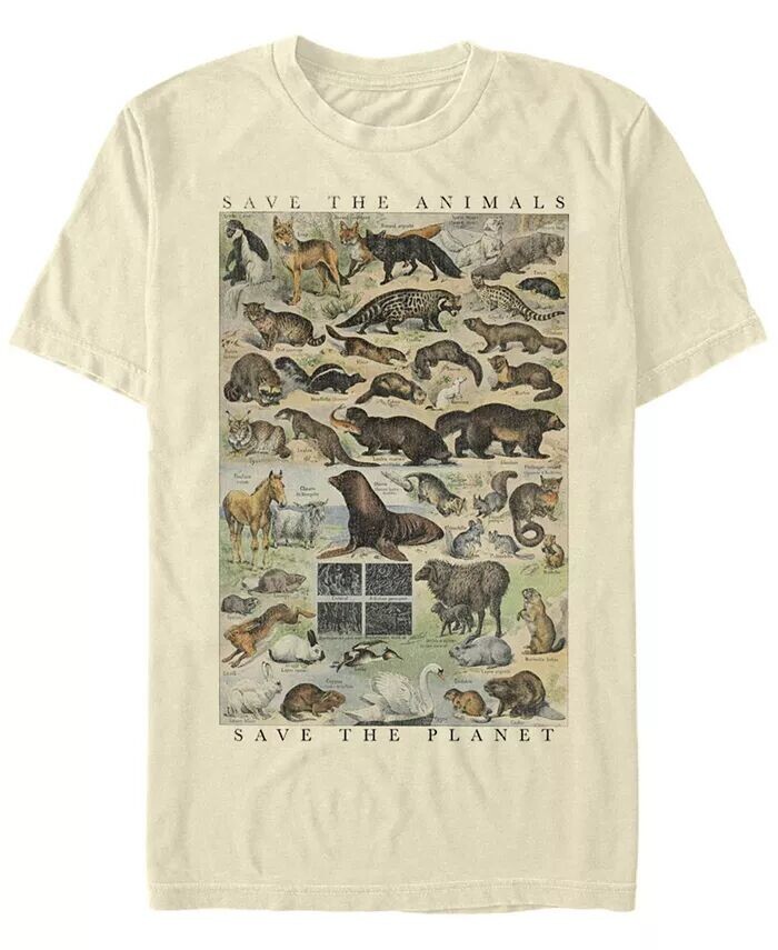 

Мужская футболка с коротким рукавом и надписью «Save Animals» Fifth Sun, коричневый/бежевый