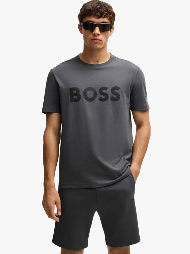 

Футболка с логотипом hugo cotton tape HUGO BOSS, темно-серый