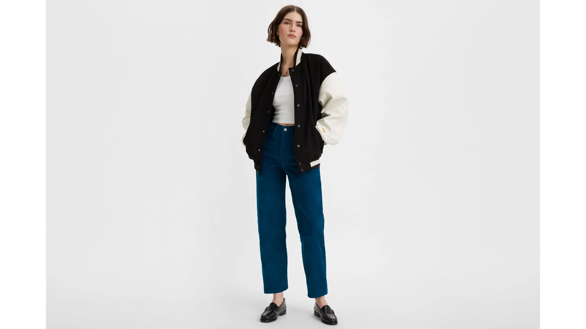 

Вельветовые женские брюки прямого кроя с рельефной лодыжкой Levi's, цвет Gibralter Sea - Blue