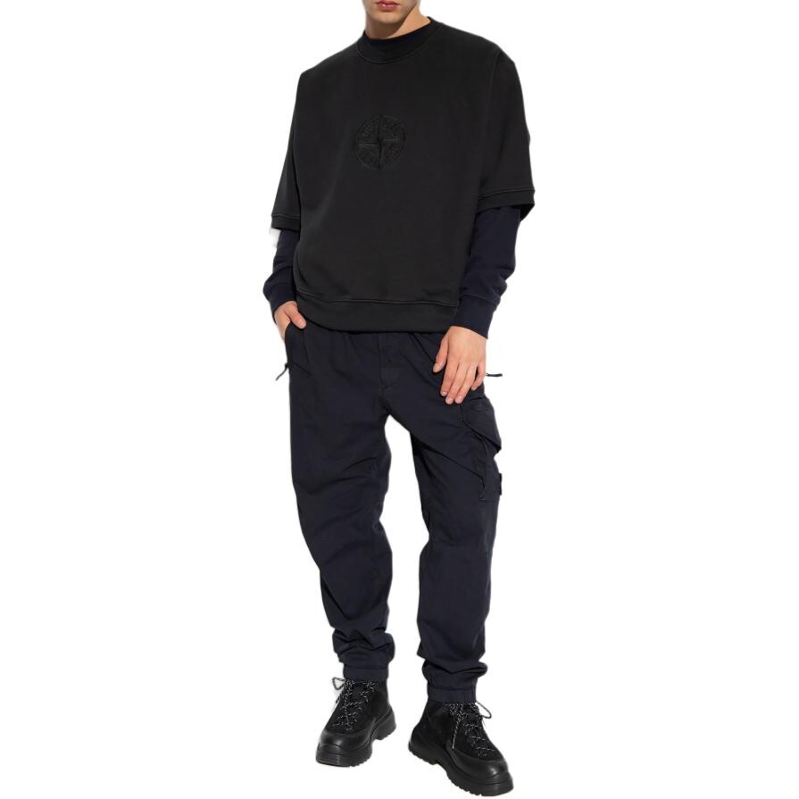 Толстовка мужская Stone Island с короткими рукавами, черный — фото 2