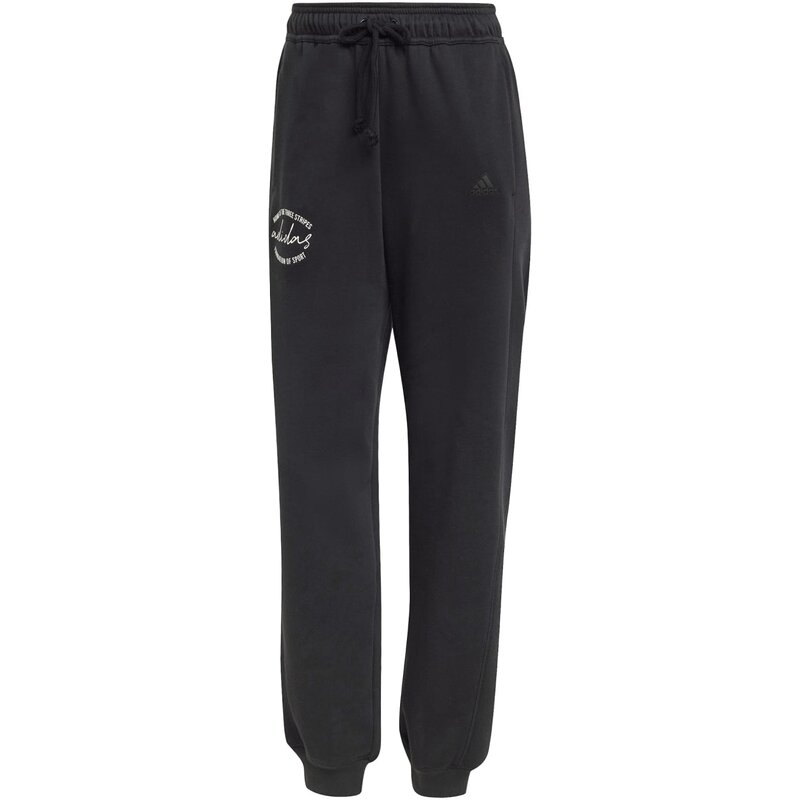 

Брюки с фирменным графическим принтом, флисовые, свободные Adidas, черный