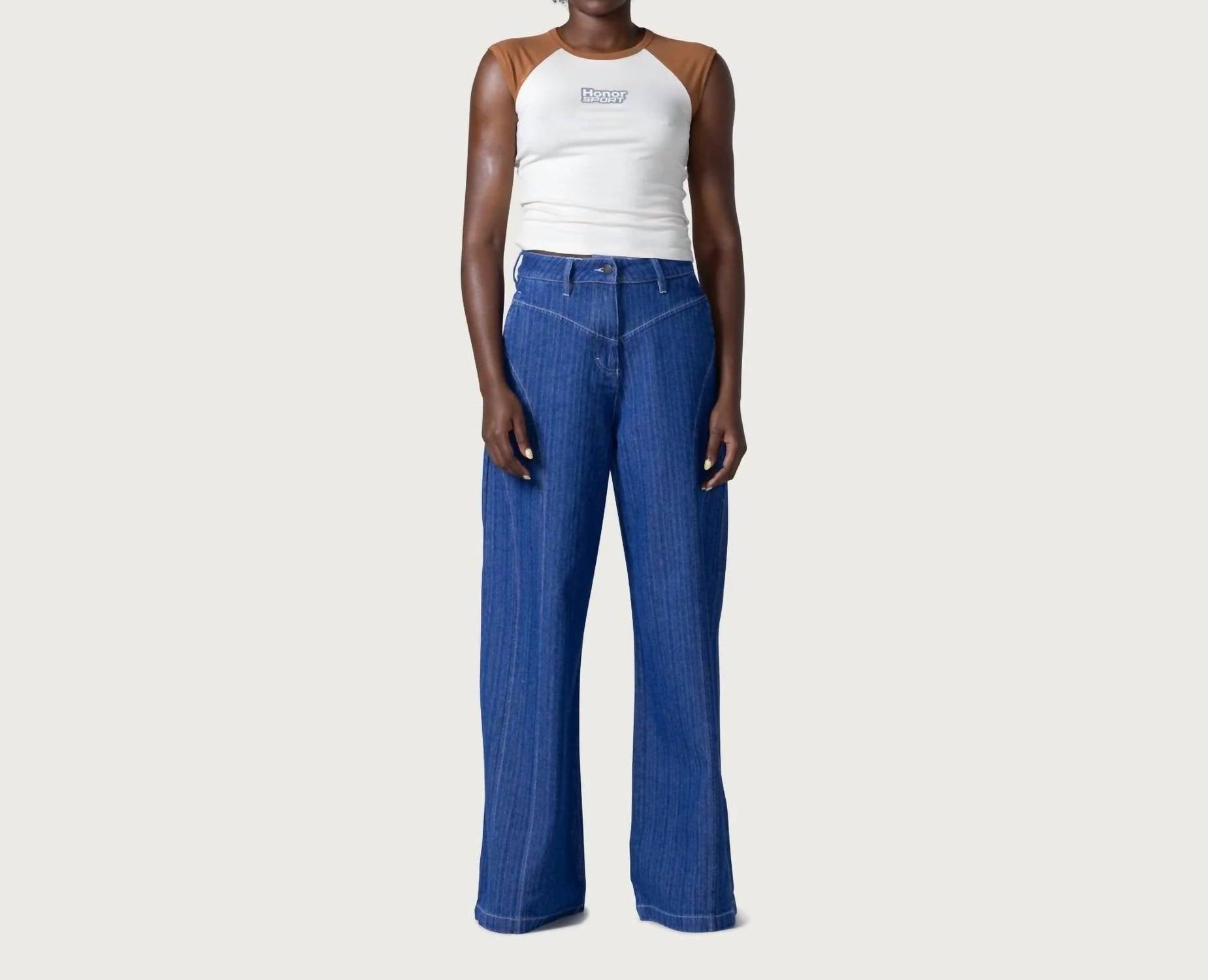 

Синие зауженные брюки с изогнутым кроем HONOR THE GIFT