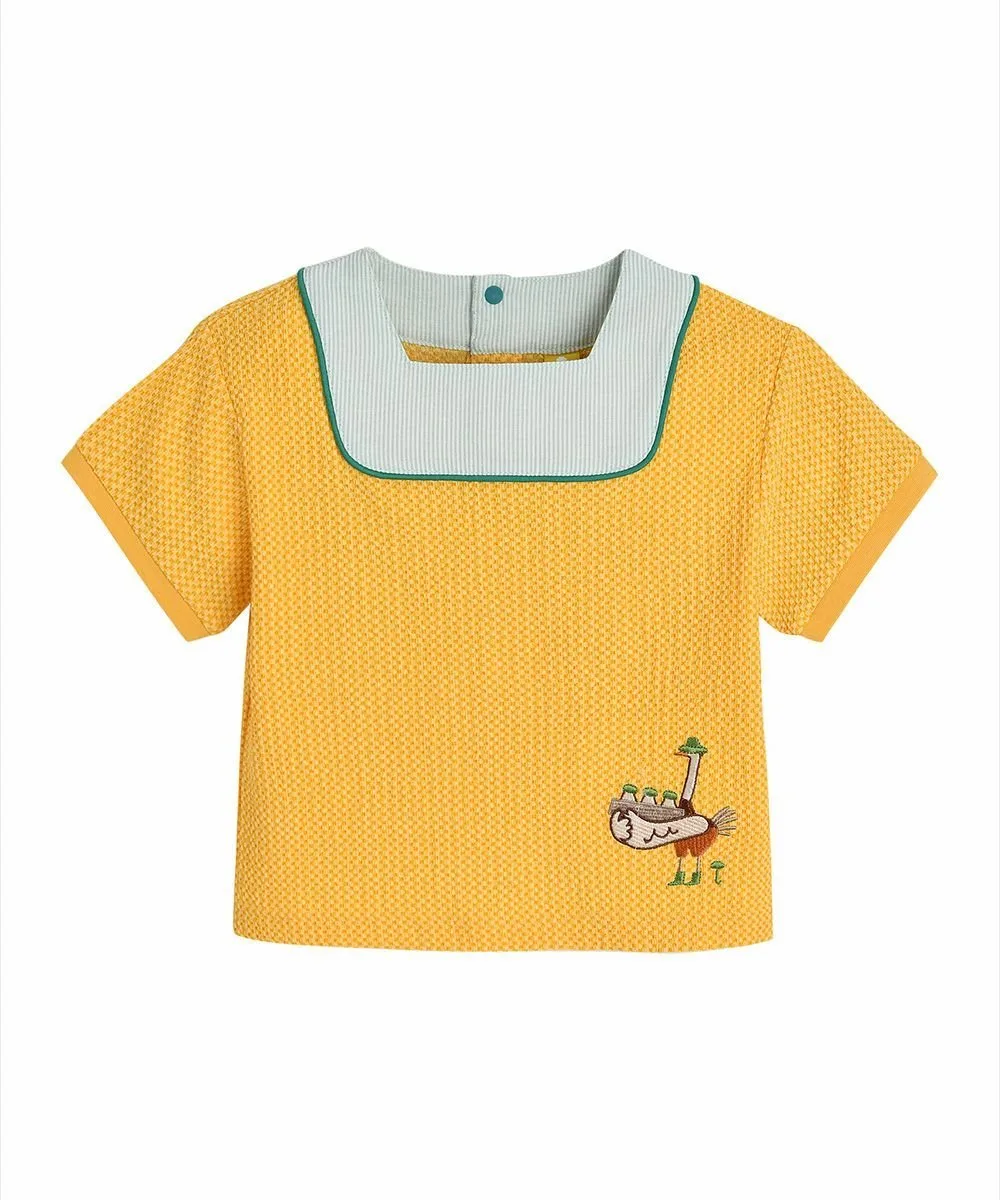 Комплект из топа и брюк в клетку с животным рисунком Moimoln, Yellow — фото 2