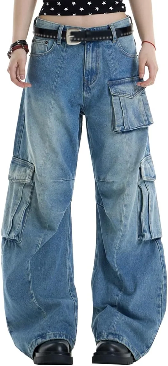 

Винтажные джинсы Y2K с высокой талией и прямыми штанинами kakarin choyx