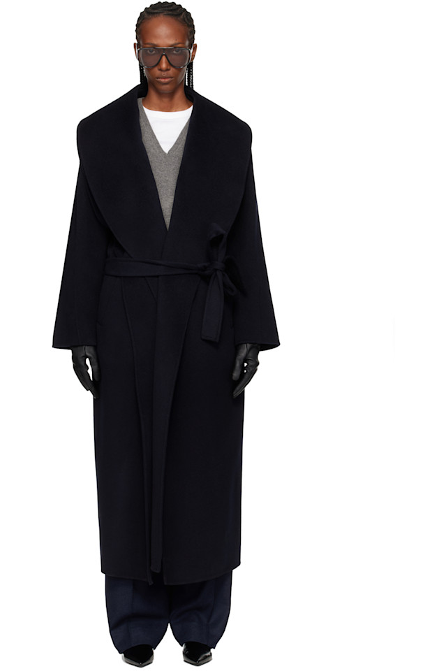 

Фирменное пальто-шарф из двух сторон Róhe, темно-синий