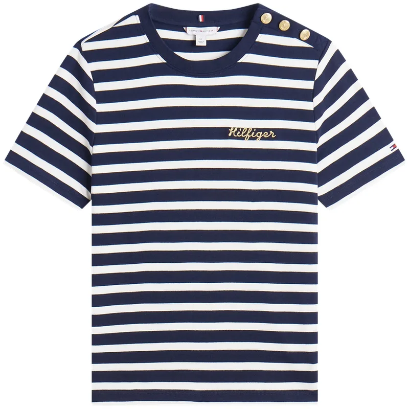 Tommy Hilfiger Футболка женская в черно-белую полоску