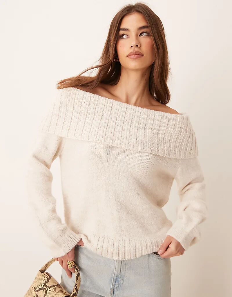 

Джемпер с открытыми плечами кремового цвета ASOS DESIGN