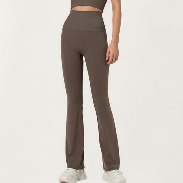 

Женские зауженные брюки с высокой талией и расклешенным низом из эластичной ткани Anna-Kaci, Brown