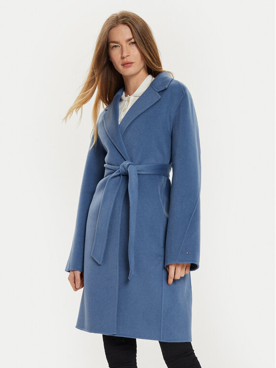 

Шерстяное пальто стандартного кроя WW0WW43603 Tommy Hilfiger, синий