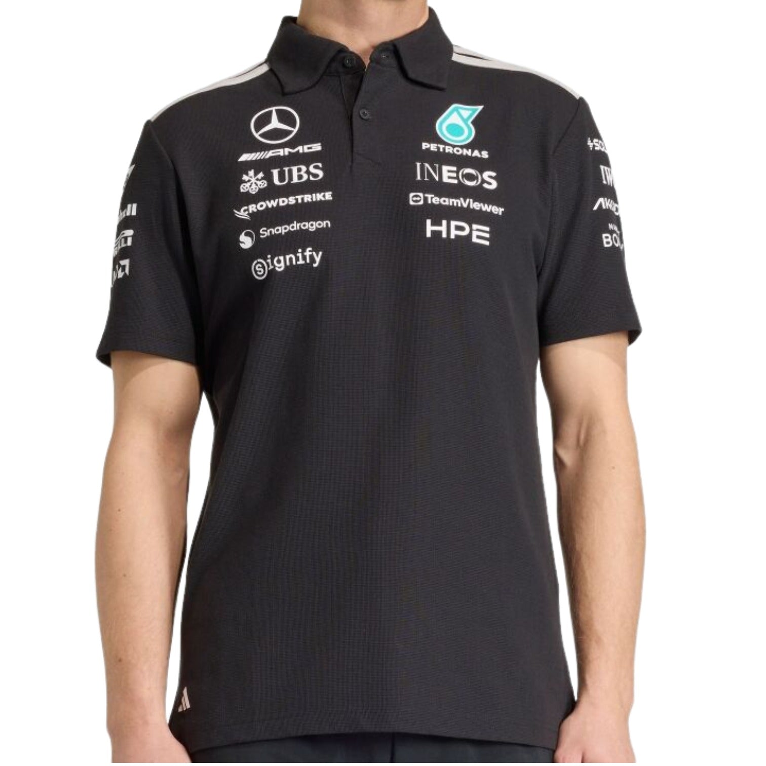 Футболка-поло Adidas x Mercedes AMG Petronas Formula 1 Team Engineers, черная — фото 2
