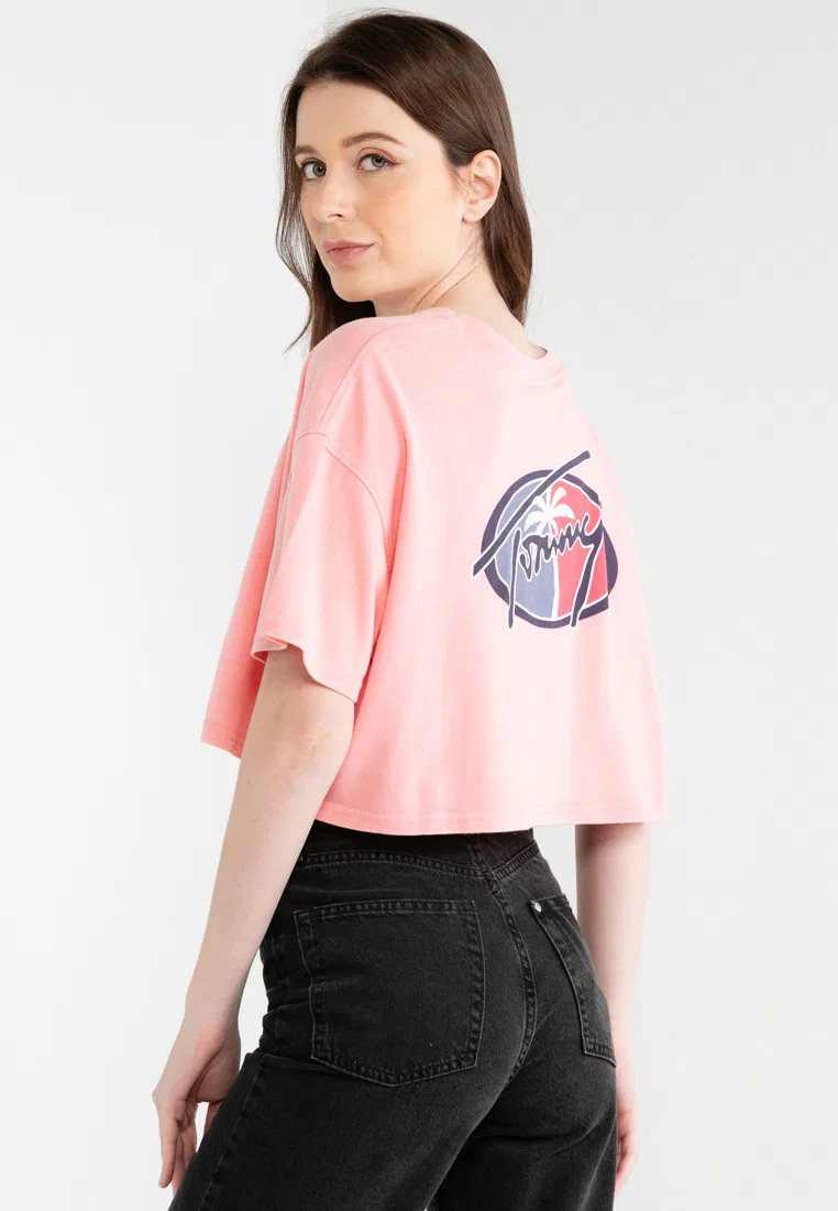 Футболка оверсайз укороченная, Tommy Jeans Tommy Hilfiger, розовый