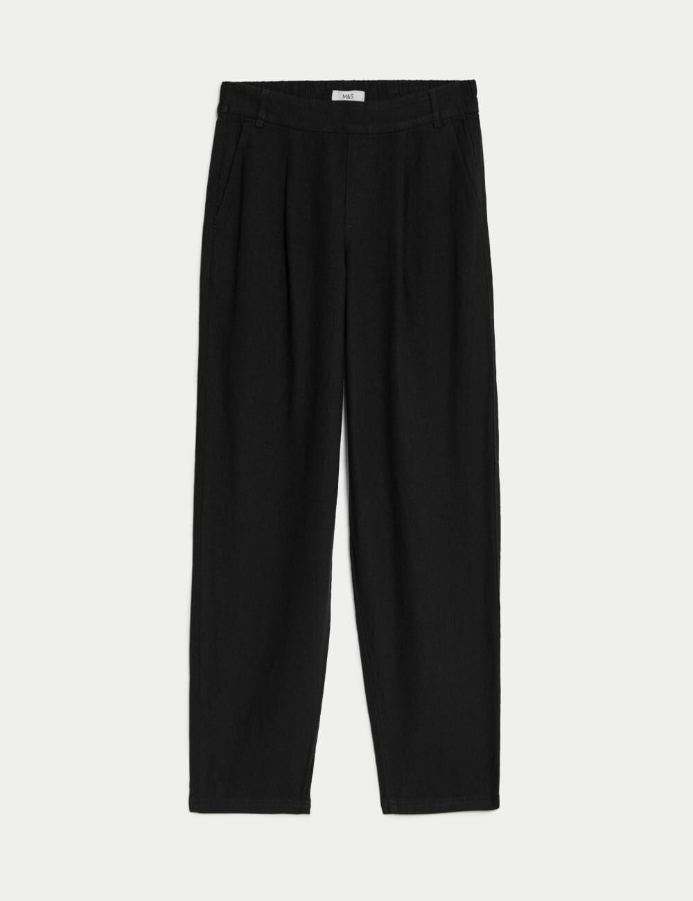 

Зауженные брюки из льна с богатым кроем Marks & Spencer, черный