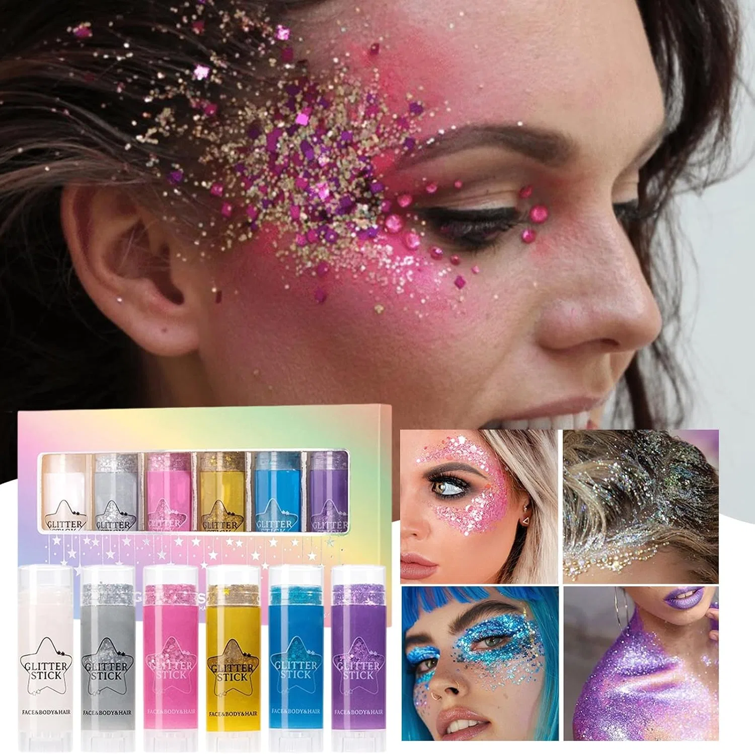 Набор блестящих стиков для тела Sparkle & Shine, 6 шт, 0.1 кг — фото 3