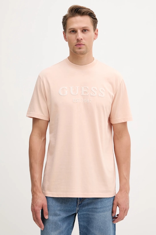

Хлопковая футболка Guess, оранжевый