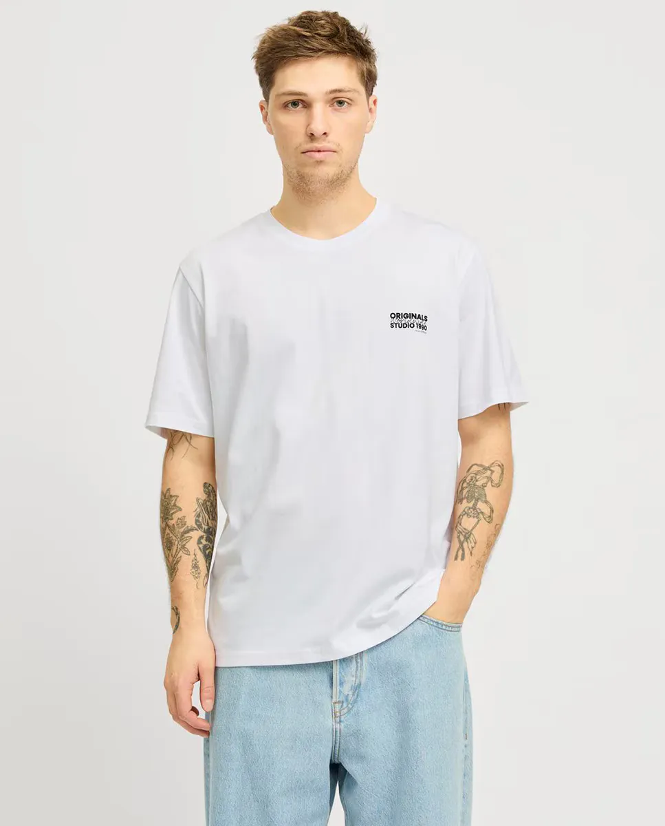 

Мужская футболка с короткими рукавами, круглым вырезом и боковым логотипом Jack & Jones, белый