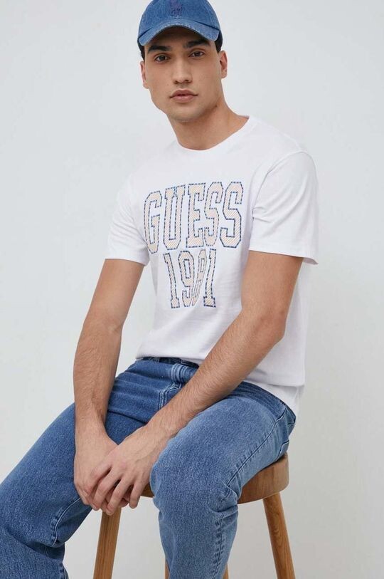 

Хлопковая футболка Guess, белый