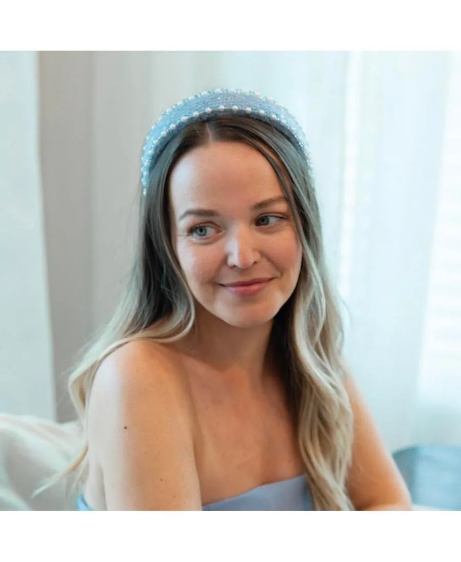 Headbands of Hope Классическая жемчужная повязка на голову для женщин - небесно-голубая — фото 2