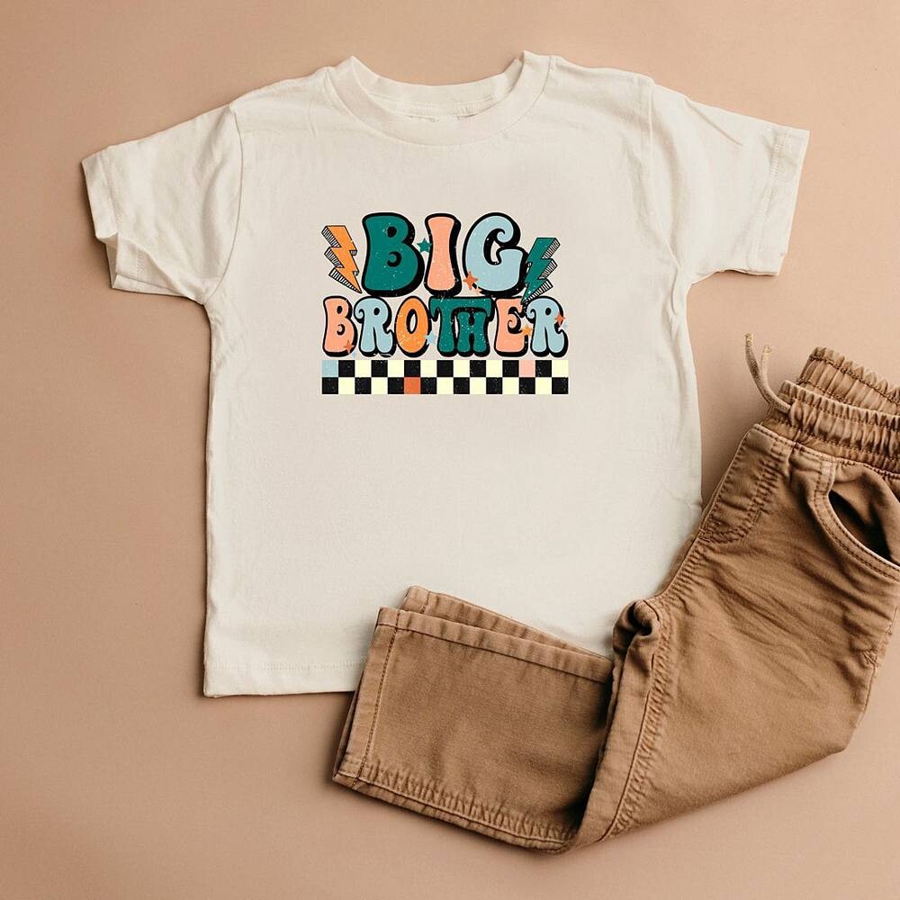 Молодежная клетчатая футболка с короткими рукавами и рисунком Big Brother The Juniper Shop, цвет Cream — фото 2
