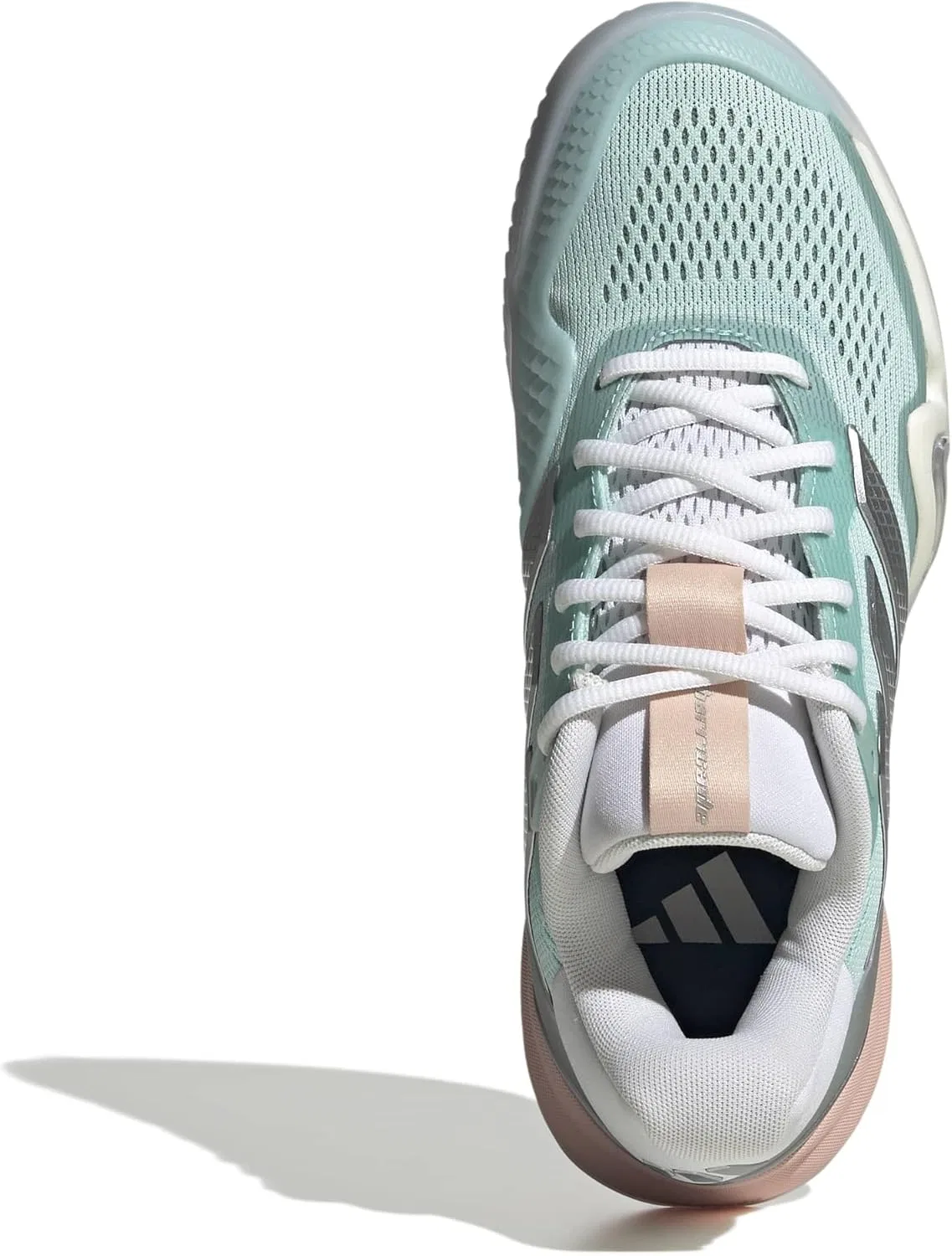 Кроссовки теннисные Adidas Barricade 14, цвет Semi Flash Aqua/Silver Metallic/Blush Pink — фото 2