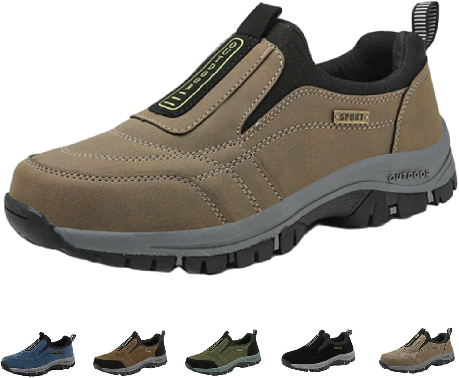 

Мужские походные кроссовки для треккинга, повседневные кроссовки, противоскользящие, удобные, с поддержкой свода стопы, ортопедические, для ходьбы и равновесия Nigxwns, хаки