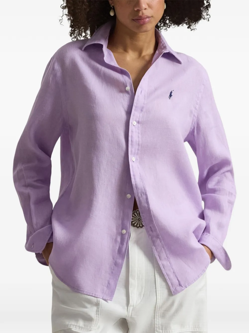 Рубашка с логотипом Polo Ralph Lauren, фиолетовый — фото 3