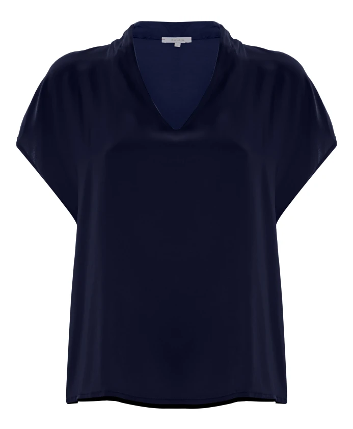 

Шелковая футболка оверсайз с V-образным вырезом Kocca, синий