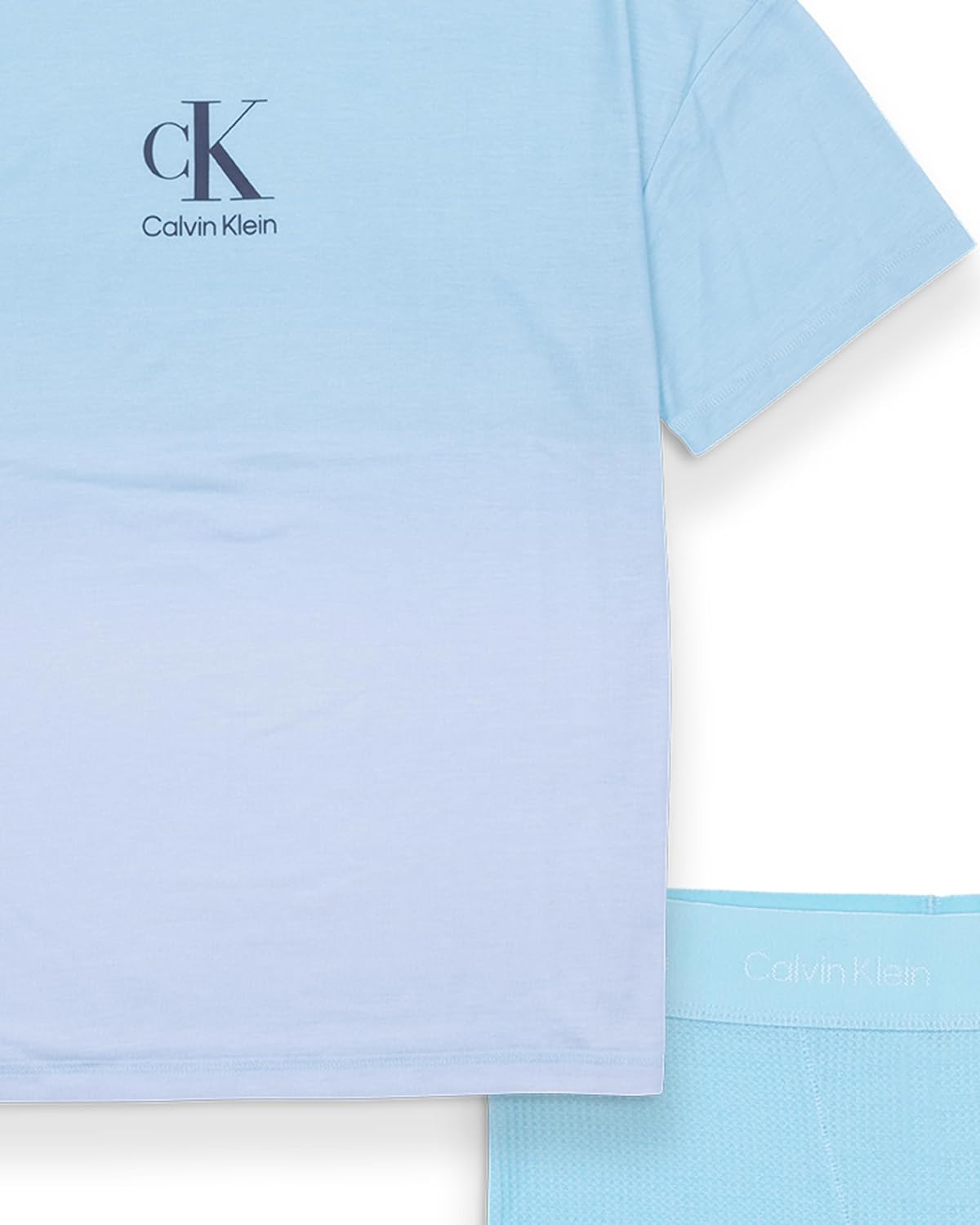 Рубашка с коротким рукавом и термошортами Calvin Klein для девочек, комплект из 2 предметов, Ck Blue Gradient/Tropical Breeze — фото 2