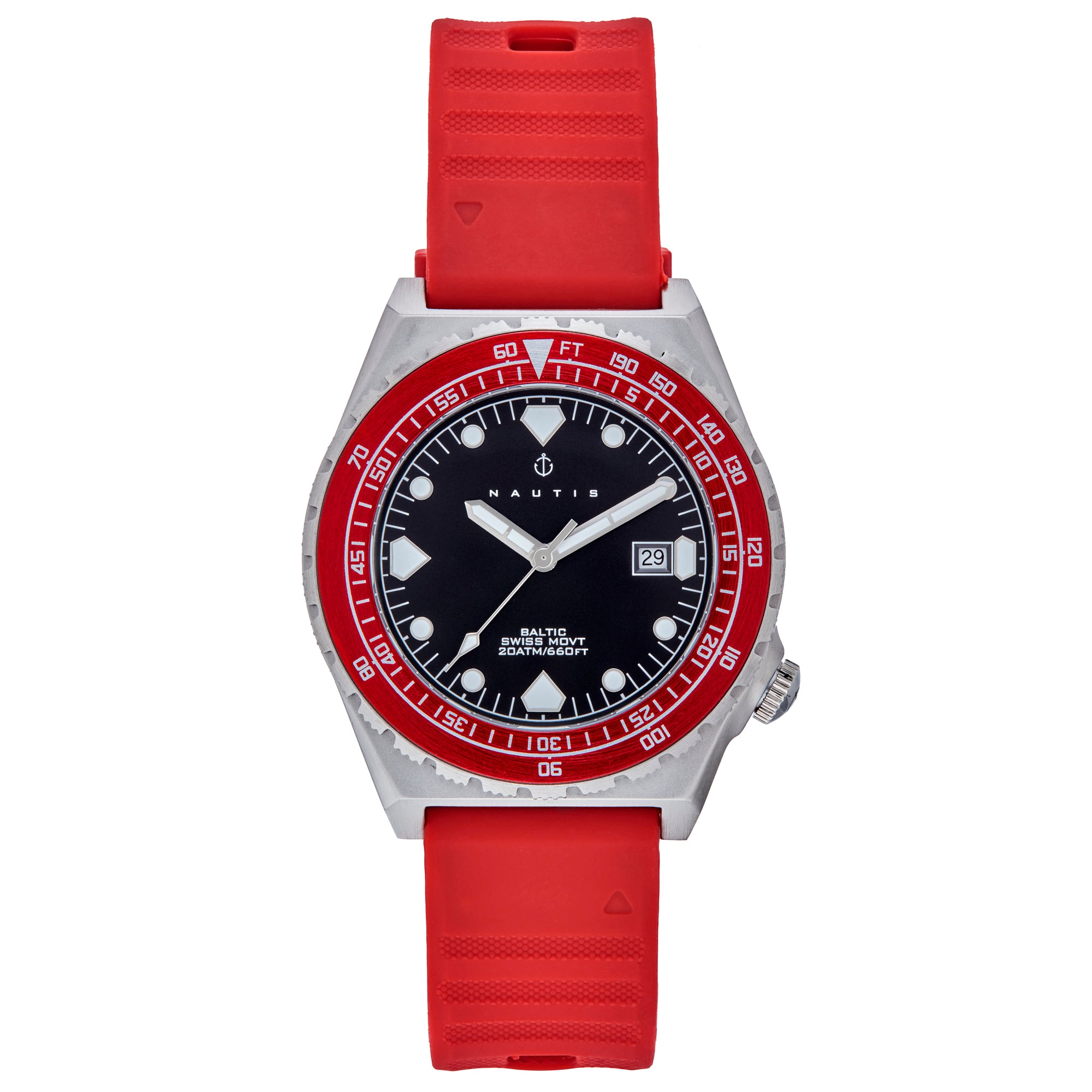 

Часы Baltic Strap с датой - бордовые Nautis