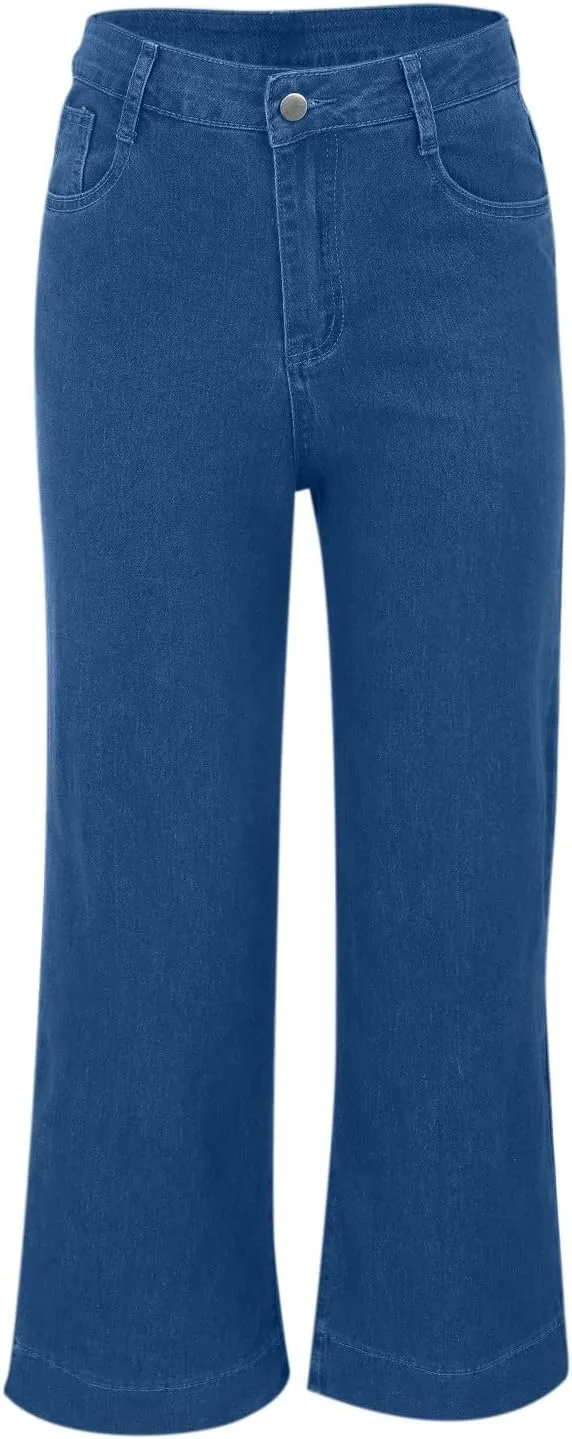 Широкие джинсы для женщин Stretchy Pull On Baggy High Waisted — фото 2