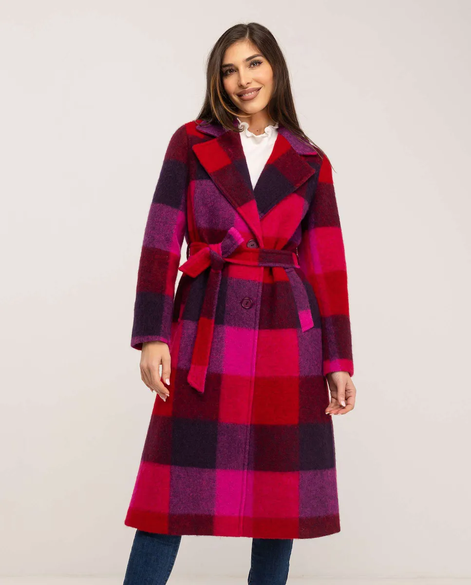 

Прямое женское тканевое пальто с широкими плечами и разрезами по бокам Fsh, мультиколор