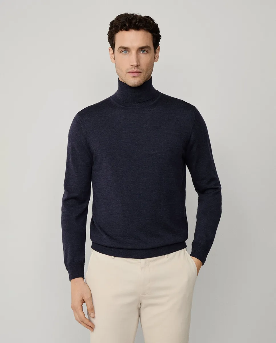

Мужской джемпер из шерсти мериноса с высоким воротником Façonnable, синий