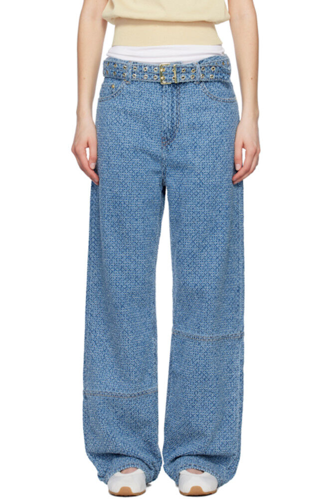 

Синие пушистые джинсы Izey Belt GANNI