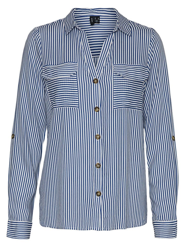 

Рубашка Vero Moda, синий/белый