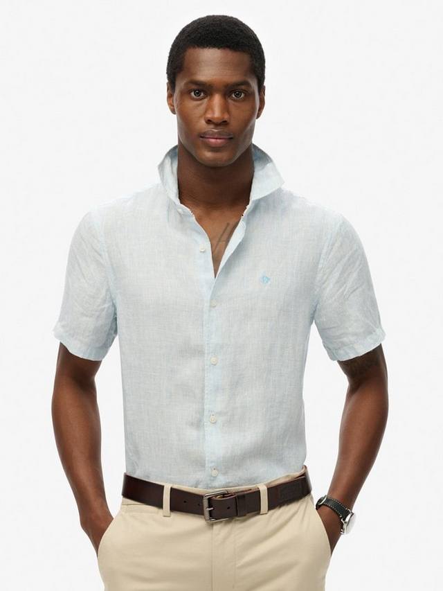 

Вышитая льняная рубашка для отпуска Superdry, Blue