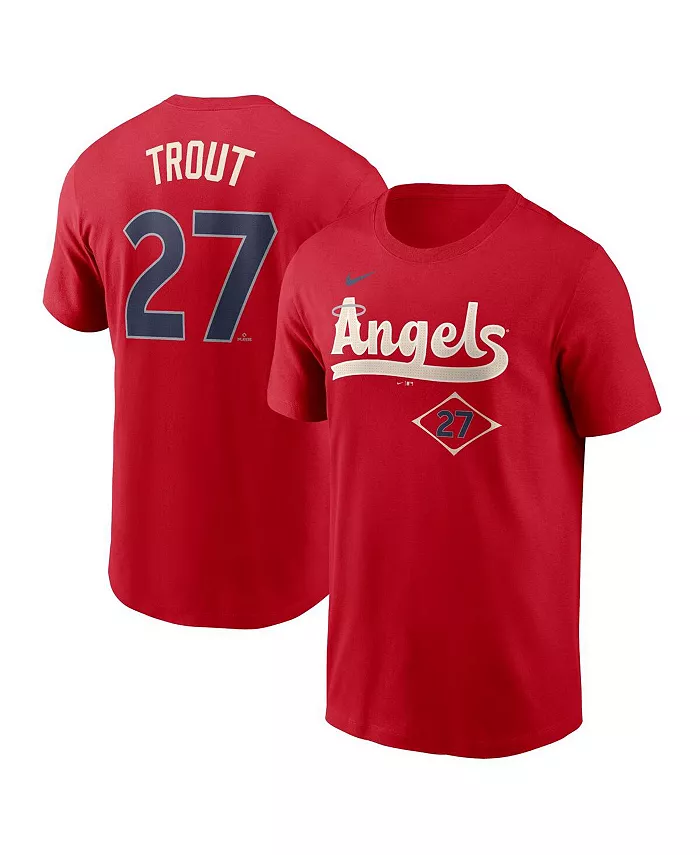 

Мужская футболка Mike Trout с номером и названием в стиле City Connect Los Angeles Angels красного цвета Nike