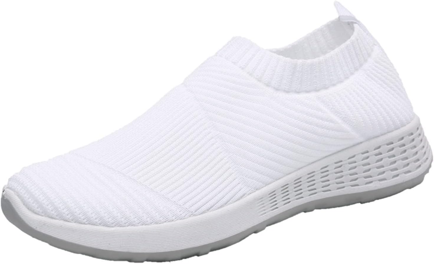 

Кроссовки для ходьбы для мужчин и женщин с сеткой, дышащие, как носки, легкие с мягкой подошвой, противоскользящие, вязаные теннисные, для спортзала, удобные для бега и тренировок, модные спортивные обувь Generic, белый