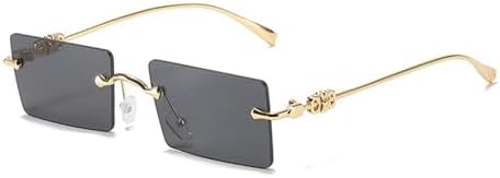 

Солнцезащитные очки без оправы прямоугольной формы для женщин и мужчин, градиентные солнцезащитные очки с защитой от УФ-излучения UV400, ретро-солнцезащитные очки без оправы MTZJH, 1