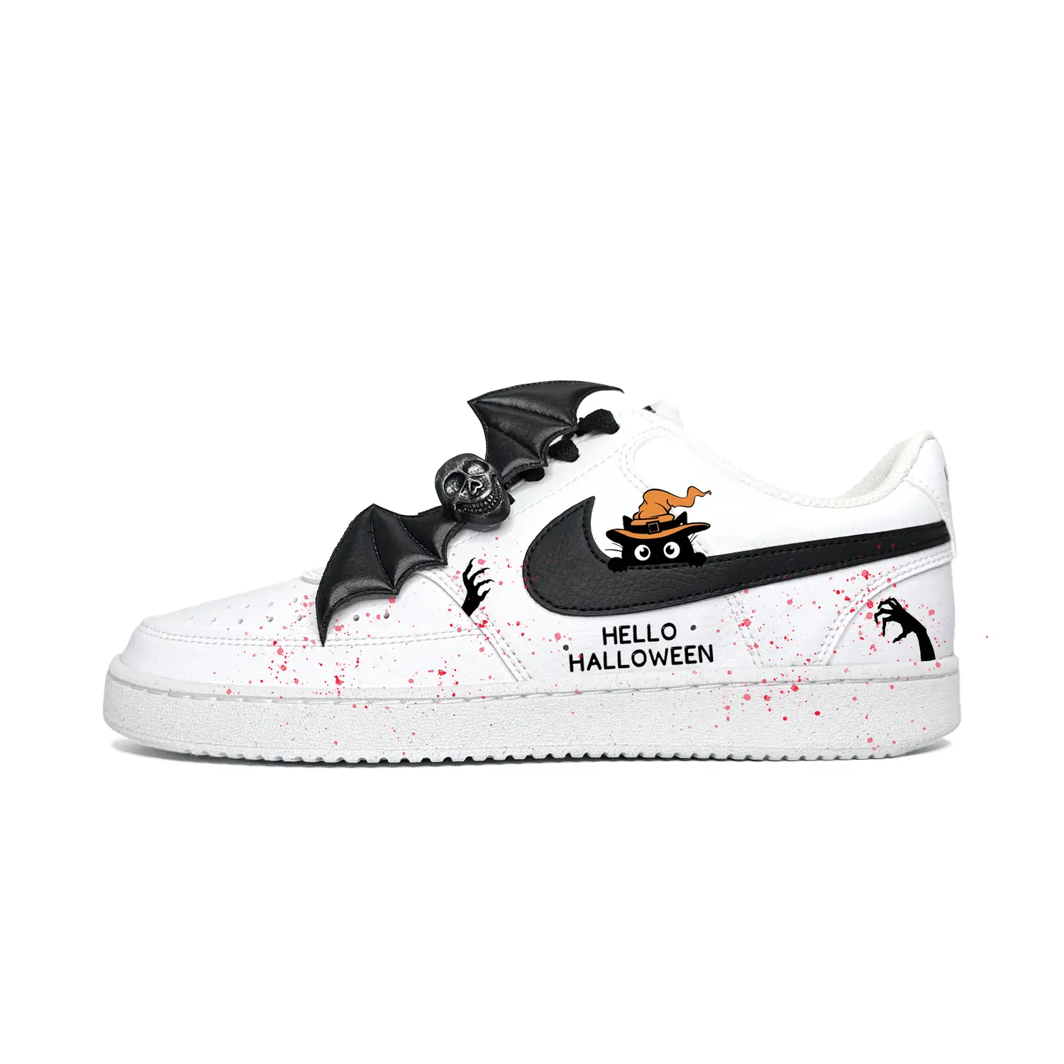 

Nike Мужские износостойкие низкие скейтбордные кроссовки Court Vision 1 All The Best Kitten, черный с белым