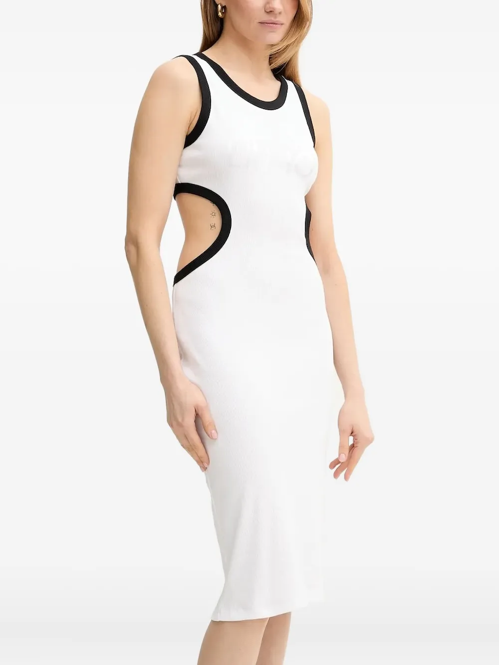 

Платье миди в рубчик с вырезами Liu Jo, белый