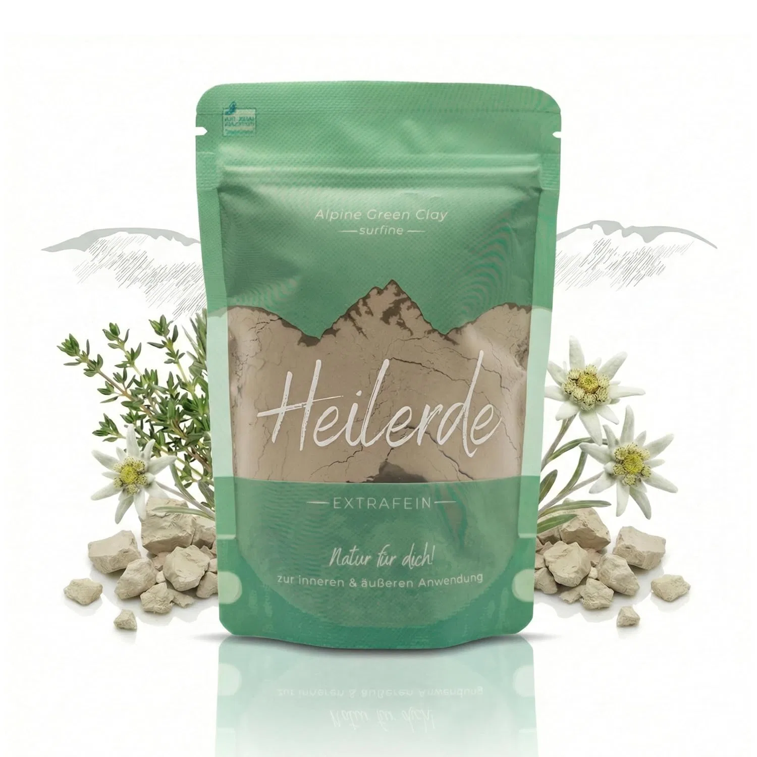 Натуральная зеленая глина для лица и тела 200 г Alpine Green Clay, Healing Clay