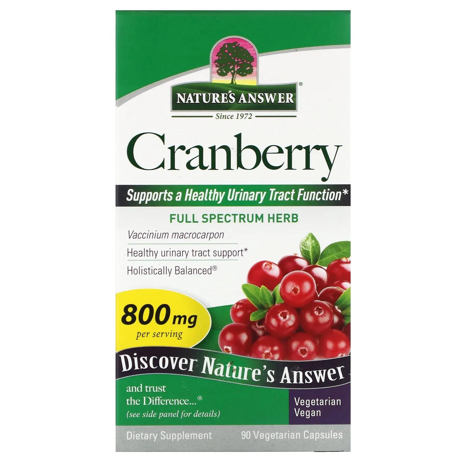 

Nature's Answer Клюква 800 мг 90 растительных капсул