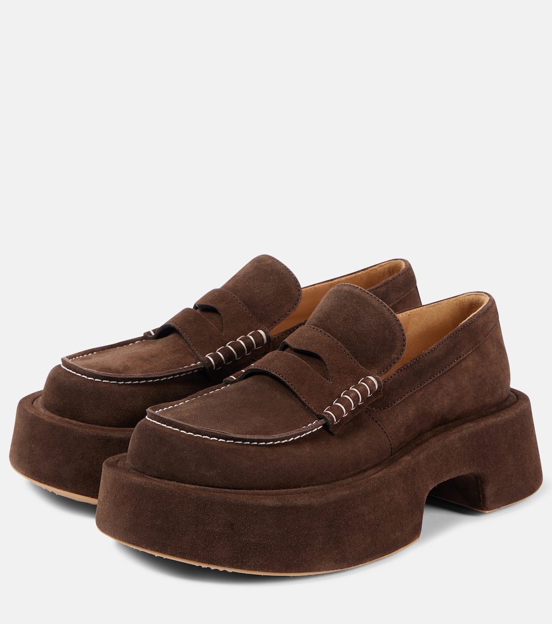 Замшевые пенни-лоферы на платформе JW Anderson, коричневый — фото 4